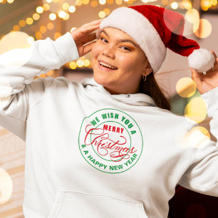 Pull À Capuche Nous vous souhaitons un joyeux Noël rouge et vert