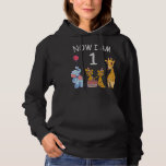 Pull À Capuche Now I am 1 year old 1st Birthday at the Zoo<br><div class="desc">Happy 1st Birthday. Funny and lovely Kids Birthday design with a cute Elephant,  two ferrets and a giraffe celebrating your birthday at the zoo.</div>