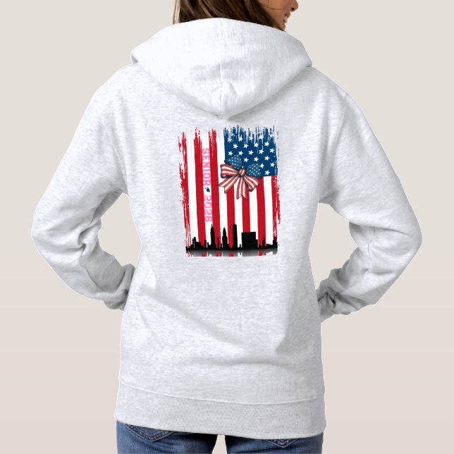 Pull À Capuche NYC Skyline Bow American Flag Senior Year T-Shirt (Dos)