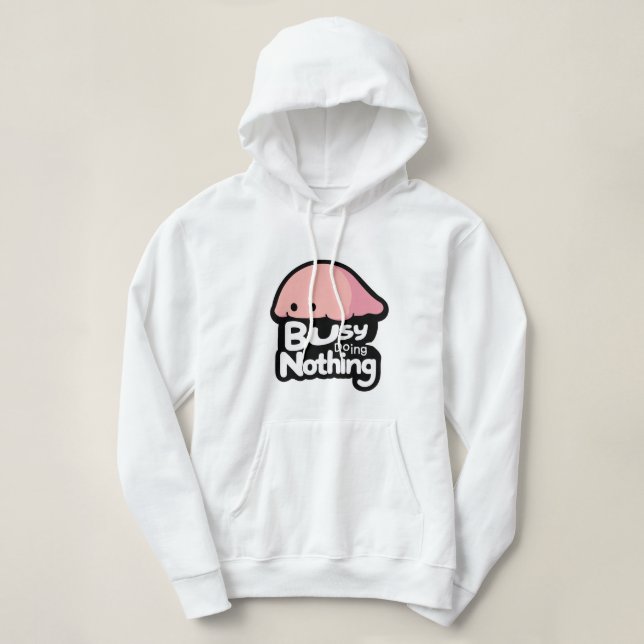 Pull À Capuche Occupé à Rien Faire - Joli Blob Rose (Design devant)