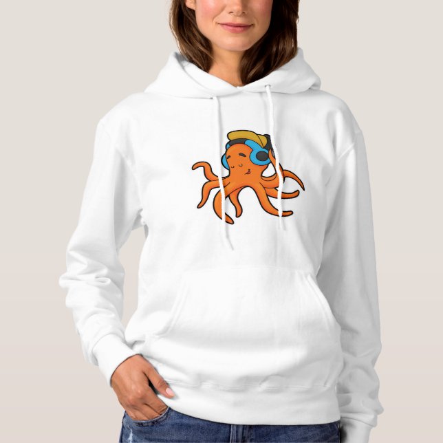 Pull À Capuche Octopus en musique avec casque (Devant)