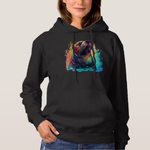 Pull À Capuche Oeil de mer coloré Amoureux des animaux Splash Art