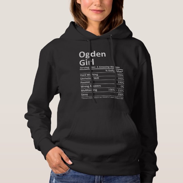 Pull À Capuche Ogden Girl Ut Utah Funny City Accueil Racines Usa (Devant)
