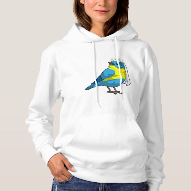 Pull À Capuche Oiseau comme mariée avec couronne de fleurs (Devant)