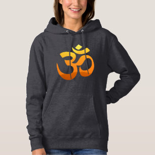Pull À Capuche Om Mantra Symbole Or Soleil Yoga Femmes gris foncé
