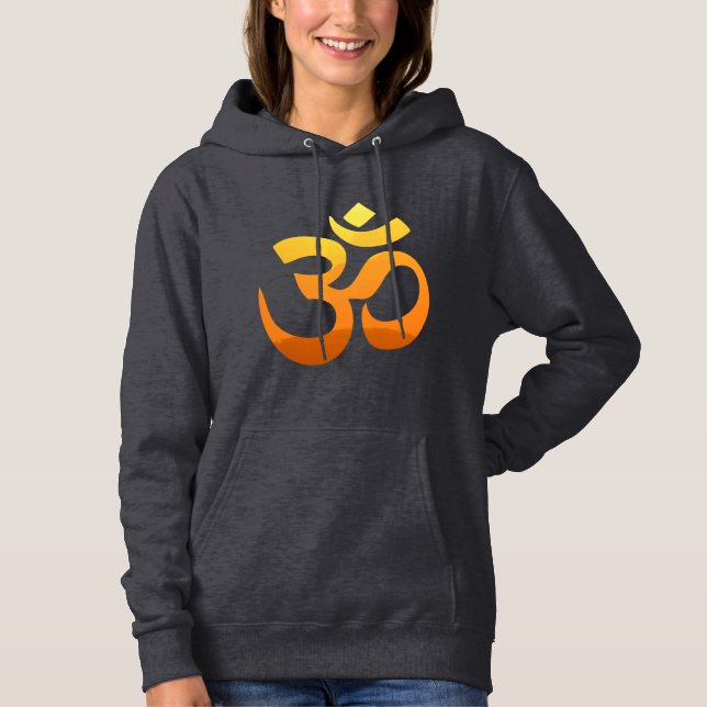Pull À Capuche Om Mantra Symbole Or Soleil Yoga Femmes gris foncé (Devant)