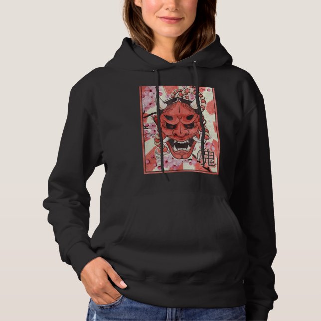 Pull À Capuche Oni Masque Yokai Demon Masque Japonais esthétique  (Devant)