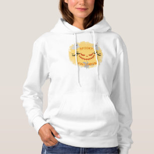 Pull À Capuche Orange Et Noir Illustration Joyeux Halloween