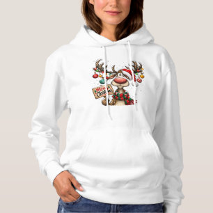 Pull À Capuche Ornements de panneau Joyeux Noël de rennes amusant