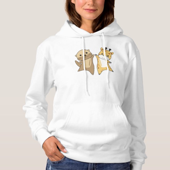 Pull À Capuche Otter Giraffe Sweet Animaux Pour Enfants Animaux (Devant)