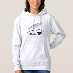 Pull À Capuche Ours (AK) brun de Kodiak de l'Alaska - logo noir