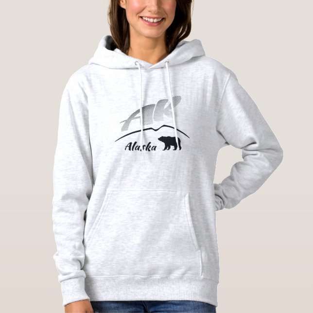 Pull À Capuche Ours (AK) brun de Kodiak de l'Alaska - logo noir (Devant)