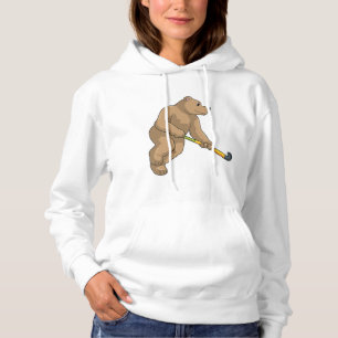 Pull À Capuche Ours au hockey avec chauve-souris de hockey