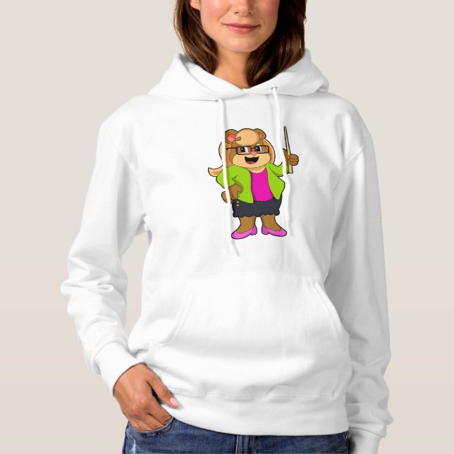 Pull À Capuche Ours comme enseignant avec lunettes (Devant)