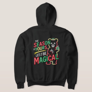 Pull À Capuche Ours de Noël magique néon confortable d'hiver