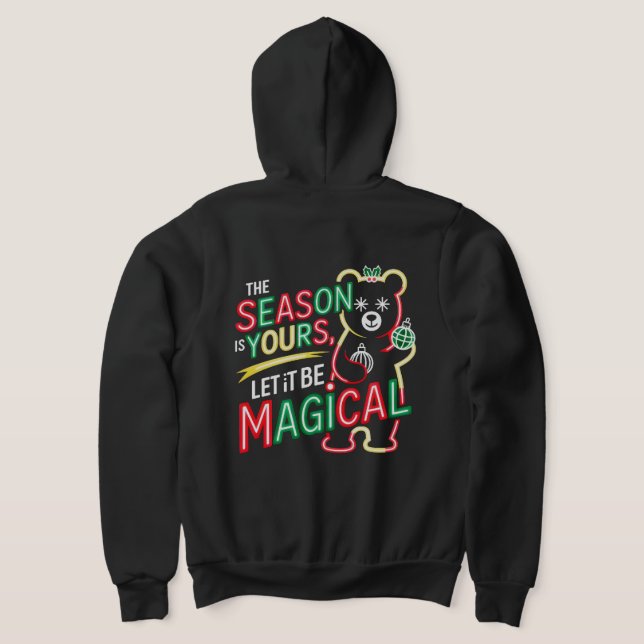 Pull À Capuche Ours de Noël magique néon confortable d'hiver (Couchage Retour)