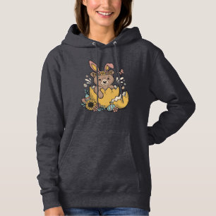 Pull À Capuche Ours de Pâques mignon dans un œuf cassé Vecteur vi