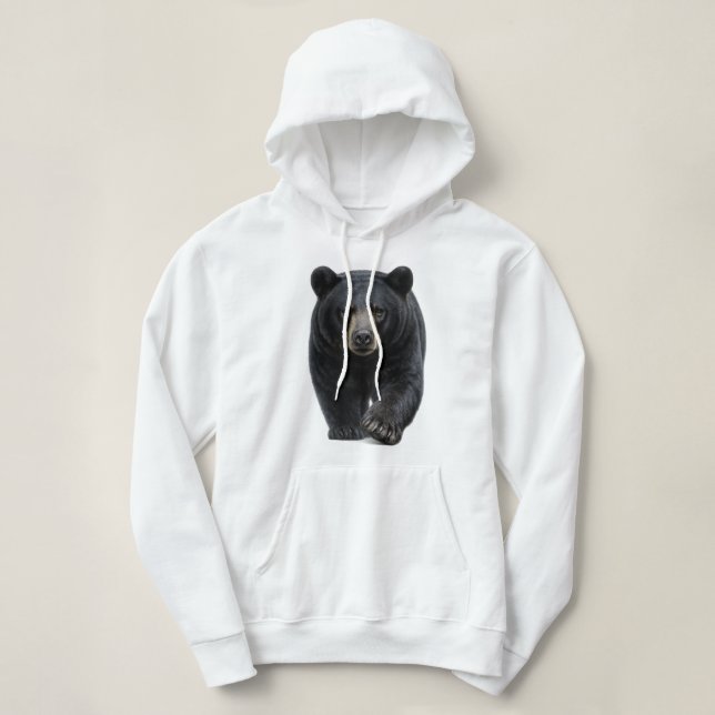 Pull À Capuche Ours noir s'approchant (Design devant)