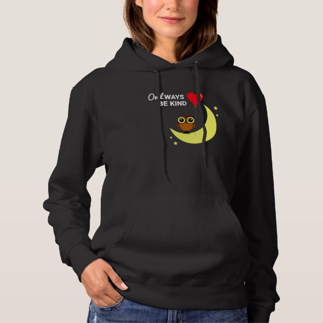 Pull À Capuche Owways Be Genre Chouette Coeur Lune Drôle Mignonne (Devant)