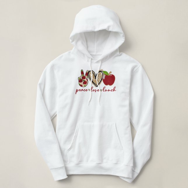 Pull À Capuche Paix Amour Déjeuner Filles Drôle Déjeuner Dons Dam (Design devant)