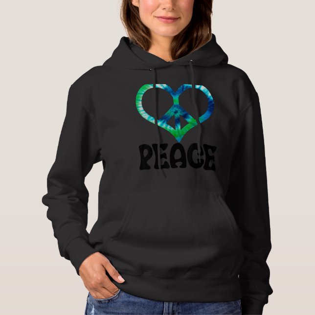 Pull À Capuche Paix Cravate Amour Coeur Femmes Main Paix Amour (Devant)