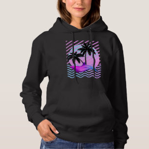 Pull À Capuche Palmier et vaporwave dans un esthétique 80s
