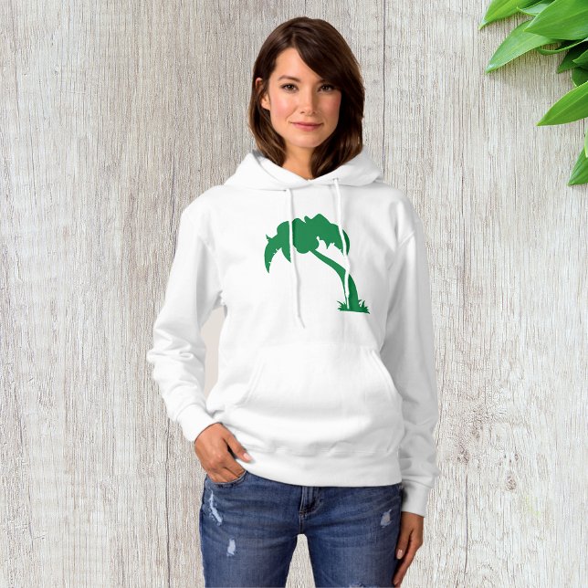 Pull À Capuche Palmier Tropical Silhouette Green Island Beach (Créateur téléchargé)