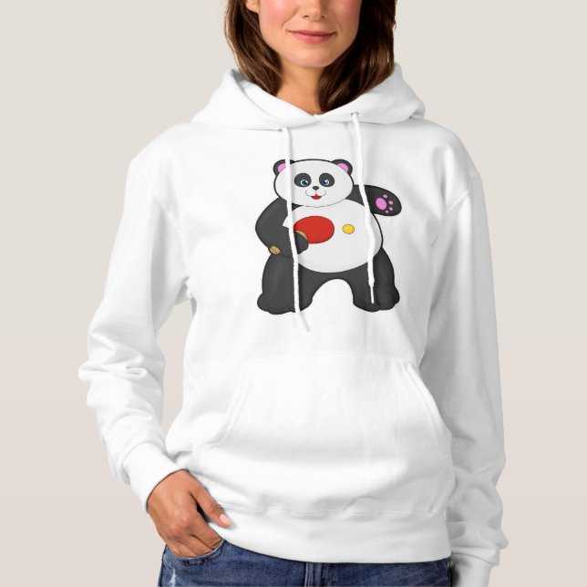Pull À Capuche Panda au ping-pong avec raquette de ping-pong (Devant)