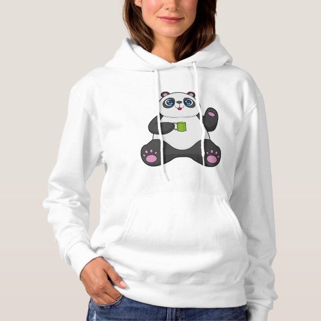 Pull À Capuche Panda avec tasse de café (Devant)