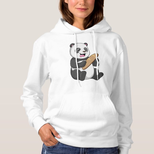 Pull À Capuche Panda comme boulanger avec pain (Devant)