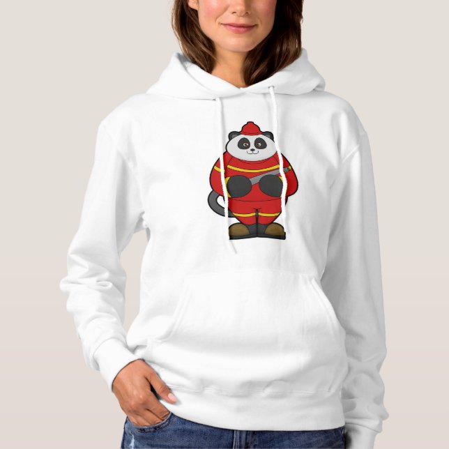 Pull À Capuche Panda comme pompier avec tuyau (Devant)