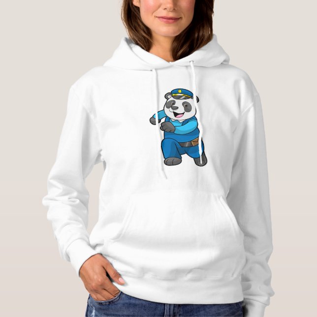 Pull À Capuche Panda en tant qu'officier de police avec casquette (Devant)