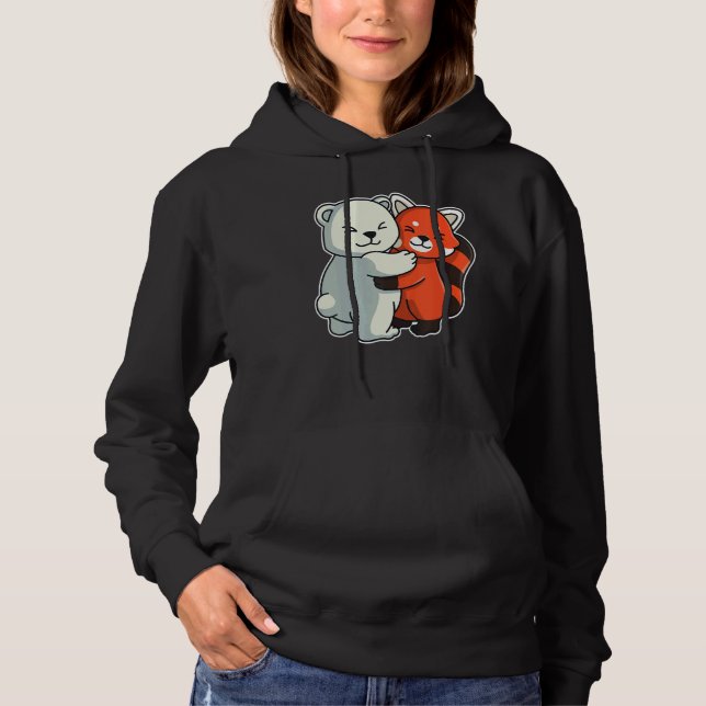 Pull À Capuche Panda roux et ours polaire Animaux mignons Femmes  (Devant)