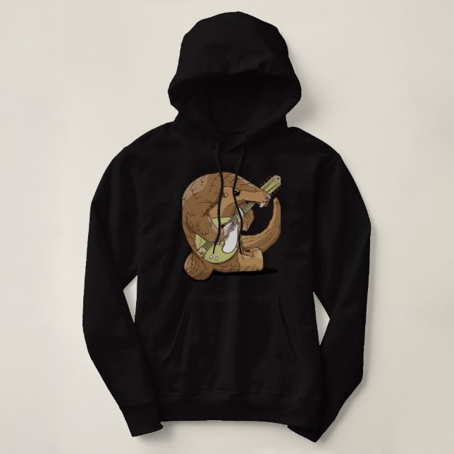Pull À Capuche Pangolin Lover Mandolin jouant de la mandoline (Design devant)