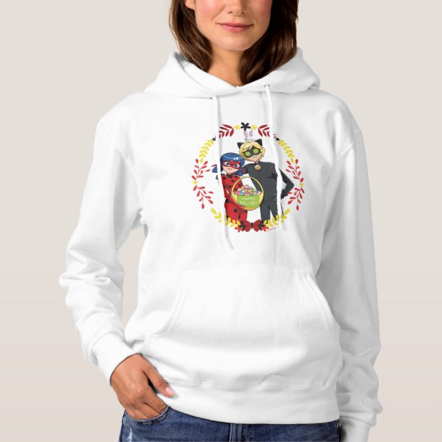 Pull À Capuche Panier de Pâques Ladybug & Cat Noir (Devant)
