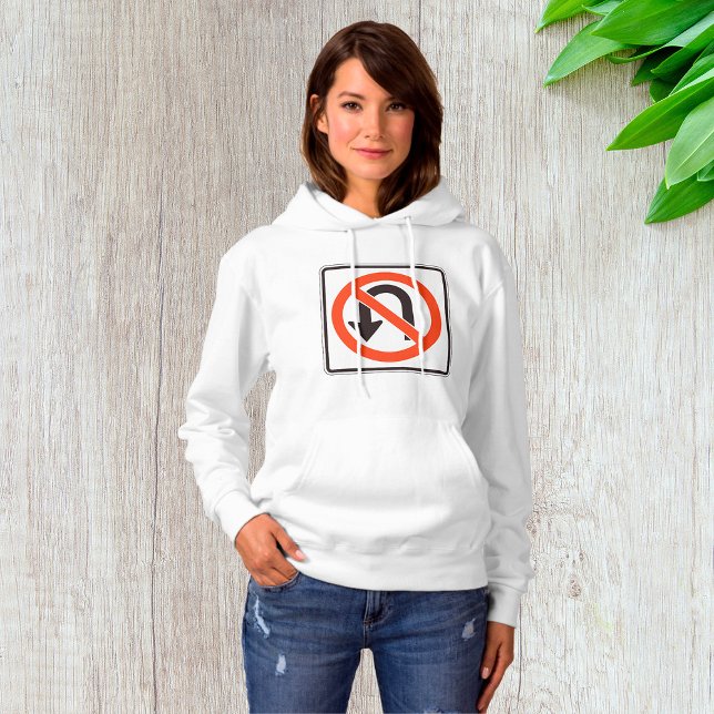 Pull À Capuche Panneau d'interdiction de demi-tour Symbole de séc (Créateur téléchargé)