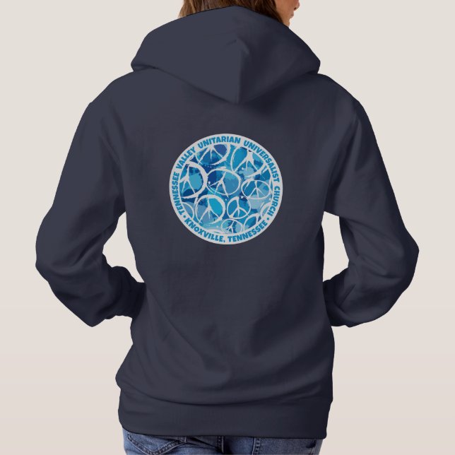 Pull À Capuche Panneaux de paix TVUC dans les tons bleus (Dos)