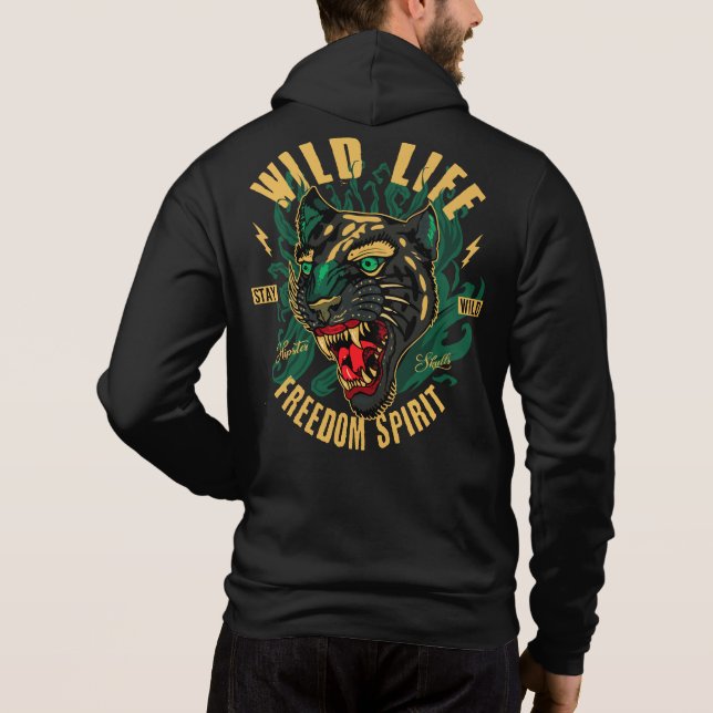 Pull À Capuche Panthere tattoo wild life freedom spirit stay wild (Dos)