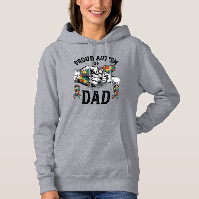 Pull À Capuche Papa fièrement autiste T-shirt de sensibilisation  (Devant)