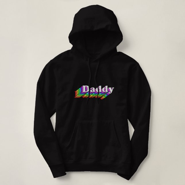 Pull À Capuche Papa, Gay Daddy Bear, Retro LGBT Rainbow, LGBTQ P (Design devant)