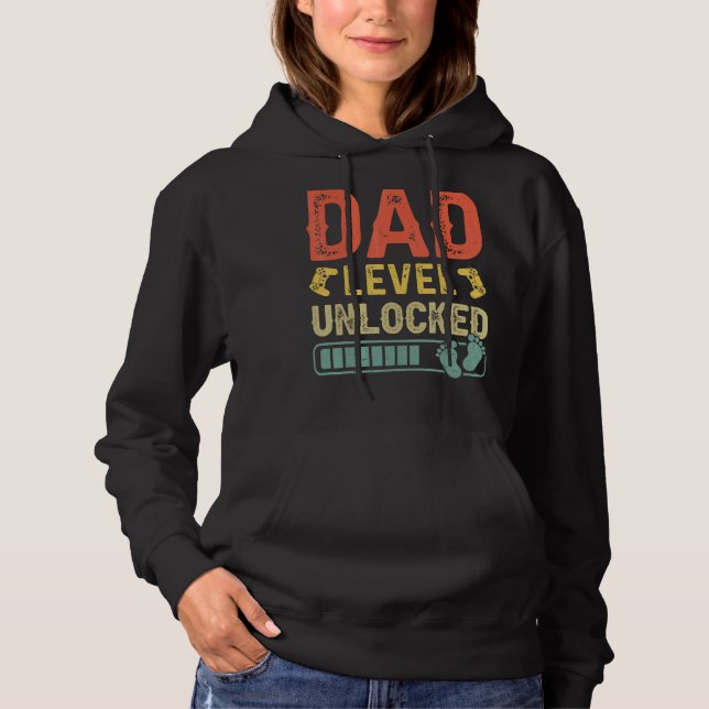 Pull À Capuche Papa Niveau Déverrouillé Jeu Vidéo Faire-part Papa (Devant)