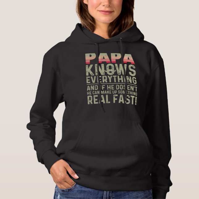 Pull À Capuche Papa sait tout s'il ne connaît pas les hommes (Devant)