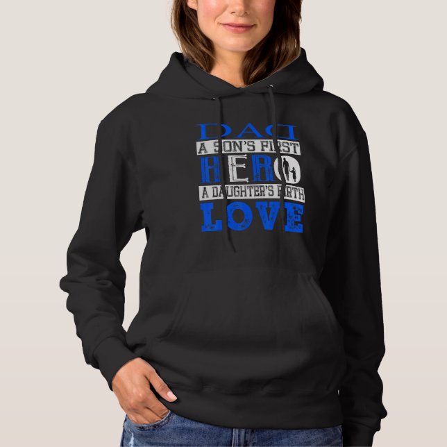 Pull À Capuche Papa Un Fils Premier Héros Une Fille Premier Amour (Devant)