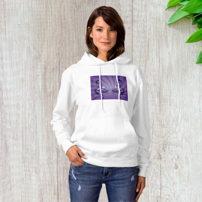 Pull À Capuche Papillon Abstrait Violet avec des Ailes Radieuses (Créateur téléchargé)
