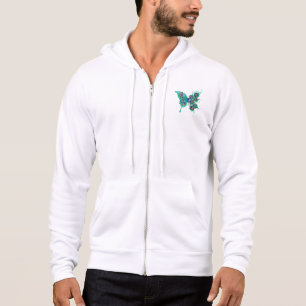 Pull À Capuche Papillon aux plumes de paon vert