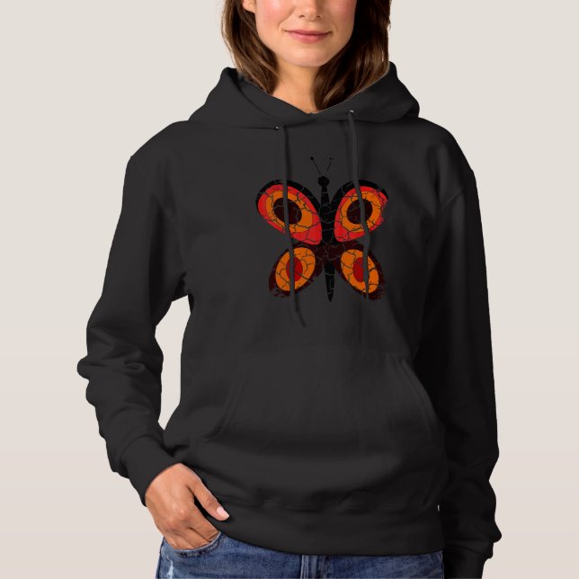 Pull À Capuche Papillon Rétro en Détresse (Devant)