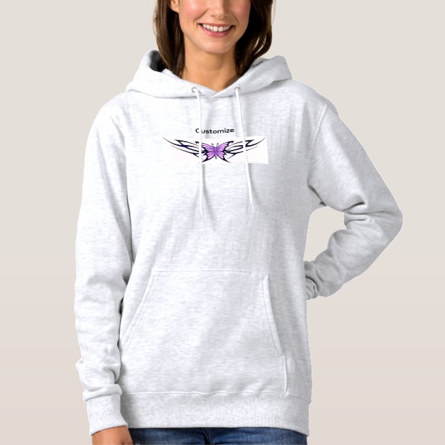 Pull À Capuche Papillon tribal violet enroulé  (Devant)