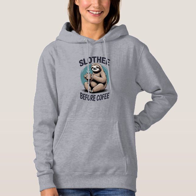 Pull À Capuche Paresseux avant café Sublimation (Devant)