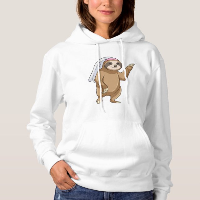 Pull À Capuche Paresseux en mariée avec voile (Devant)