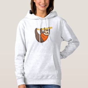 Pull À Capuche Paresseux suspendu à une branche avec une orange